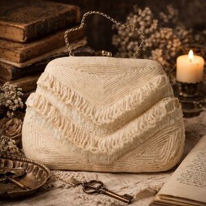Vintage white evening bag clutch. Amazing conditon.